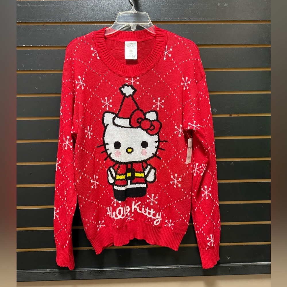 Hello Kitty Christmas Sweater Red Holiday Sanrio Womens Large NWT